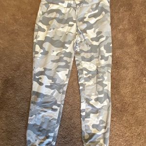 grey and white camo joggers